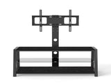 Wooden Storage TV Stand Black Tempered Glass Height Adjustable Universal Swivel Entertainment Center W241P300328
