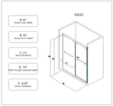 6076 Inch North American Frameless Double Sliding Matte Black Shower Door With Adjustable Soft W2517P280671