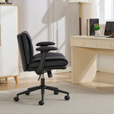 Cross Legged with Flip-Up Armrests Leather, Cross Legged Office on Wheels, Comfy Swivel 94377216