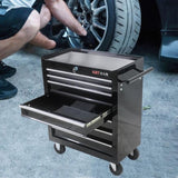 7 DRAWERS MULTIFUNCTIONAL TOOL CART WITH WHEELS-BLACK W1102107325