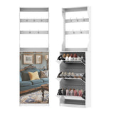 ZUN Mirror Shoe Cabinet With 3 Flip-Tier Drawers, Mirror Shoe Rack Organizer Store Ample Shoes, W760P206370