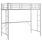 ZUN Twin Size Metal Loft Bed with Safety Guardrails & 2 Built-in Ladders, Loft Bunk Bed Frame for Teens 37867225