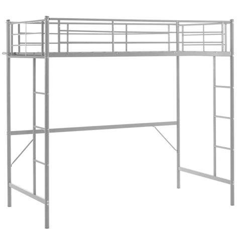 ZUN Twin Size Metal Loft Bed with Safety Guardrails & 2 Built-in Ladders, Loft Bunk Bed Frame for Teens 37867225