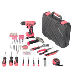 ZUN 146-Piece Drill Set with 8V Pink Cordless Drill, Home Tool Kit with Drill, House Repairing Hand Tool 71202637