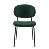 Dark Green Boucle Fabric Dining Chairs Set of 2,Dining Chairs with Metal Legs for Dining Room, W1164P195056