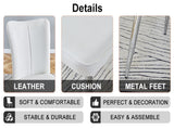 Modern minimalist dining chairs, office chairs. 2-piece set of white PU seats with silver metal W1151P268761