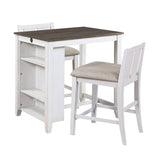 ZUN Transitional Design White and Gray Finish 3-piece Pack Counter Height Set Table w Display Shelf USB B01166428