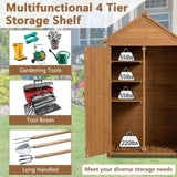 Outdoor Storage Cabinet, Garden Wood Tool Shed, Outside Wooden Shed Closet with Shelves and Latch W142291652