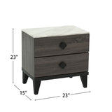 Two-tone Finish Wooden Nightstand with 2 Drawers, Foil Grey B016P251325