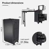 Portable Nail Art Table w/ LED Mirror, Bluetooth, Lockable Drawers, Telescopic Pole - Folding 20553165