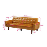 ZUN Brown Convertible Double Folding Room Sofa Bed, PU Leather, Tufted Buttons, Suitable for 67482142