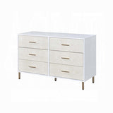 ZUN White and Champagne 6-Drawer Dresser B062P209045