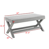 Comfort Double Bench Upholstered in Velvet Fabric,Stool Stylish X-Crossed Legs,Comfort Cushion W2671P441833