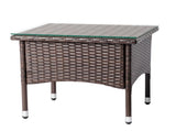 20" Patio Side Table, Outdoor Patio Wicker Square End Table, All-Weather Rattan Coffee Table w/Glass 24168620