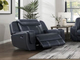 Modern Blue Swivel Glider Reclining Chair, Breathable Faux Leather Upholstery Living Room Furniture B011P228164