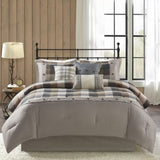 7 Piece Herringbone Comforter Set Neutral Cal King B03597192