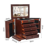 ZUN Large Jewelry Organizer Wooden Storage Box 5 Layers Case with 4 Drawers, Brown 07229064