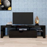 ZUN Modern Black TV Stand, 20 Colors LED TV Stand w/Remote Control Lights 95007523