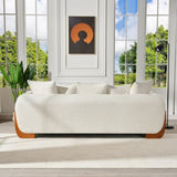 Modern Elegant Design 3 Seater Sofa with Wooden Legs, Comfortable Lambswool 5 Pillows for Living W2817P271187