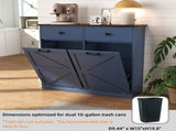 Farmhouse Blue Double Tilt Out Trash for 20 Gallon Trash Cans, Free Standing Recycling 19080541