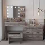 Large Makeup Vanity with Lights, Vanity Table with Charging Station, Vanity Desk with Mirror and 10 71427985