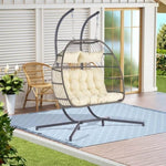 ZUN 2 Person Outdoor Rattan Hanging Chair Patio Wicker Egg Chair W87472176