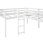 ZUN L-Shaped Twin Size Loft Bed with Ladder and Slide, White 48266650