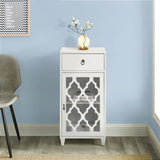 ZUN White Side Table with Drawer and Door B062P181405