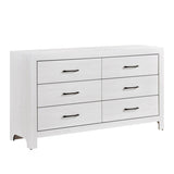 Modern White Finish 1pc Dresser of 6x Drawers Black Hardware Wooden Bedroom Furniture B011P146408