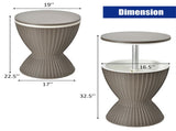 Brown Outdoor Imitation Rattan Ice Cooler Side Table 8Gal 2-Height Adjustable with Drain Plug 82248654