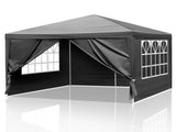 1010ft Black Outdoor Canopy Gazebo with 4 Removable Side Panels, 2 Zipper Doors 39512955