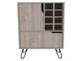 L Bar Single Door Cabinet, Eight Built-in Wine Rack, Four Legs, Light Gray B097120588