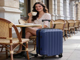 ABS Trolley Case 20in 24in 28in 3PCS Suitcase Set Vertical Striped Frosted Case Suitcase Navy Blue 72068211