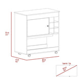 Camelia Bar Cart, Lower Panel, Six Bottle Cubbies, One Cabinet -Light Oak / White B07092081