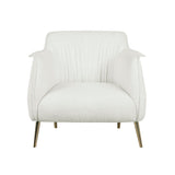 Luxury Furniture 1pc Accent Chair White Beautiful Boucle Upholstery Gold Finish Metal Legs Elegant B011P256312
