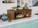 Countertop Storage Cabinet with Glass Flip-up Door, Small Pantry Spice Rack Organizer for Coffee Bar W331P533385