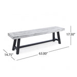 ZUN Light Grey Sandblast Finish Acacia Wood Dining Bench with Black Rustic Metal Finish Frame 54562.00MP1SGRY