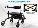 Foldable Rollator Walker with 8" Wheels Handbrake Storage Bag Cane Holder for Seniors & 64661488