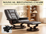 Faux Leather Reclining Chair, Manual Recliner Chair with Tufted Back & Wood Frame, Living Room 97781054