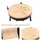 Honey Swivel Bar Stools Paper Rope Handwoven Barstools with Back Set of 2 Rustic Round Counter W1757P144567