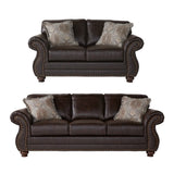 Leinster Faux Leather Upholstered Nailhead Sofa and Loveseat Set T2574P196943