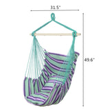 ZUN Distinctive Cotton Canvas Hanging Rope Chair with Pillows Green 43150393