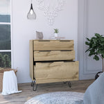 ZUN Praga Dresser, Three Drawers, Superior Top, Hairpin Legs B128P148795