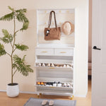 ZUN Entryway Bedroom Armoire,Shoe Cabinet,Wardrobe Armoire Closet, Drawers and Shelves, Handles, Hanging 86561655