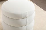 006-Soft Velvet Round Ottoman Footrest Stool,Ivory W527121859