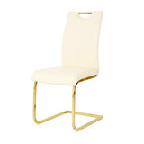 ZUN Modern Light Yellow PU dining chair Living room chair Upholstered chair, gold metal chair leg W210P179895