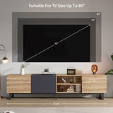 ZUN Modern TV with 3 Cabinets& Open Shelves, Color-matching Media Console Table for TVs up to 80'', 09093659