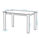 Modern tempered glass black dining, simple rectangular metal legs living room kitchen W24137458