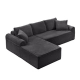 Full-Compression Chaise Lounge Set Modular Corduroy Sectional with Arched Armrests, Non-Slip Base, W2606P323728