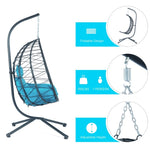 ZUN Egg Chair with Stand Indoor Outdoor Swing Chair Patio Wicker Hanging Egg Chair Hanging Basket Chair 30094924